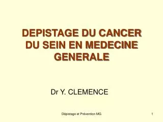 PPT D Pistage Du Cancer Du Sein PowerPoint Presentation Free