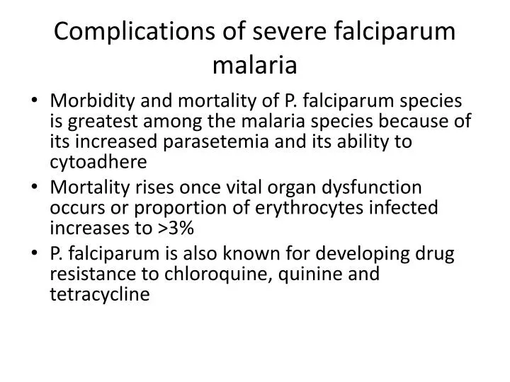 Ppt Complications Of Severe Falciparum Malaria Powerpoint