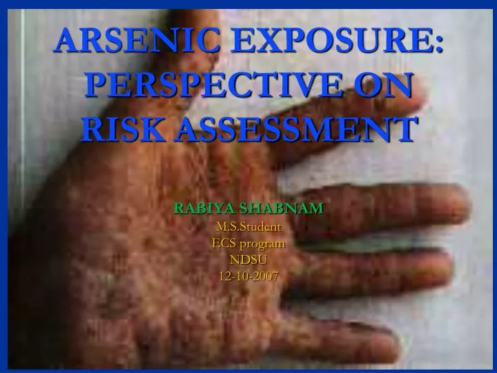 PPT ARSENIC EXPOSURE PERSPECTIVE ON RISK ASSESSMENT PowerPoint