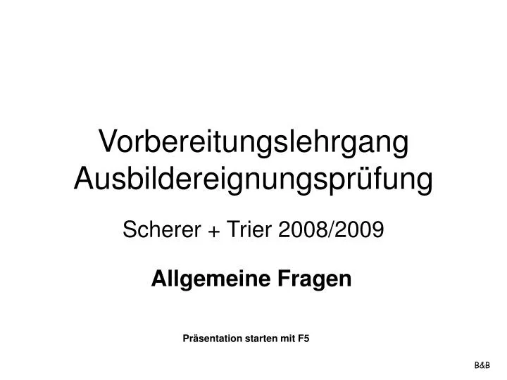 Ppt Vorbereitungslehrgang Ausbildereignungspr Fung Powerpoint