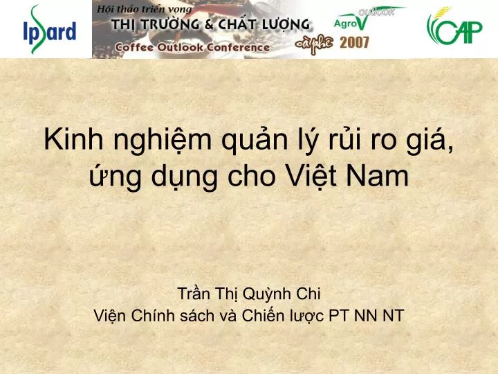 Ppt Kinh Nghi M Qu N L R I Ro Gi Ng D Ng Cho Vi T Nam Powerpoint