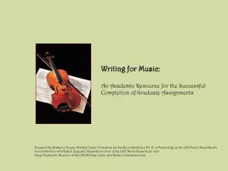 Writing for Music: An Academic Resource for the Successful Completion of Graduate Assignments