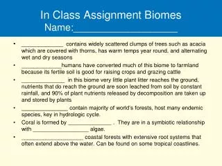 In Class Assignment Biomes Name:___________________