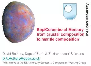 BepiColombo at Mercury from crustal composition to mantle composition