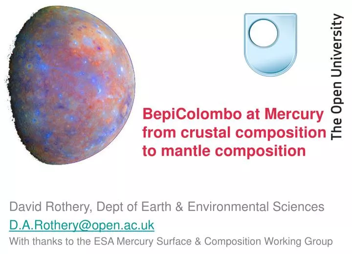bepicolombo at mercury from crustal composition to mantle composition