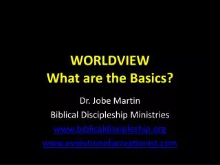 WORLDVIEW What are the Basics?