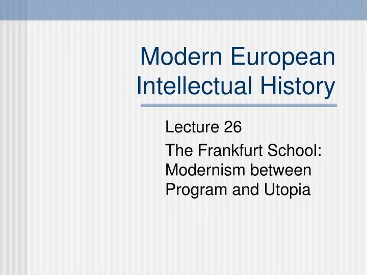 modern european intellectual history