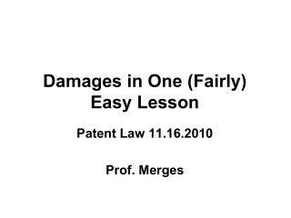 Damages in One (Fairly) Easy Lesson