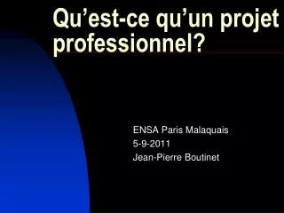 qu est ce qu un projet professionnel