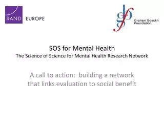SOS for Mental Health The Science of Science for Mental Health Research Network