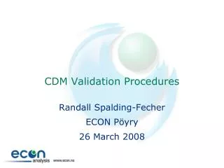 CDM Validation Procedures