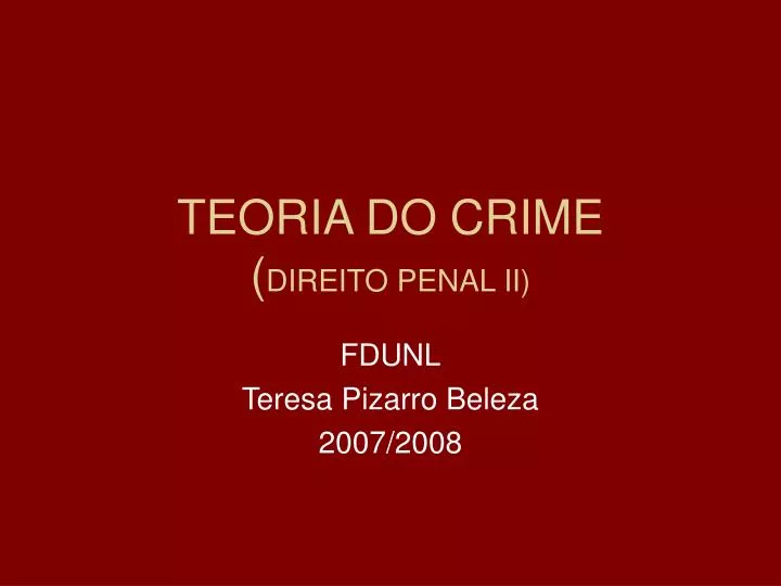 teoria do crime direito penal ii
