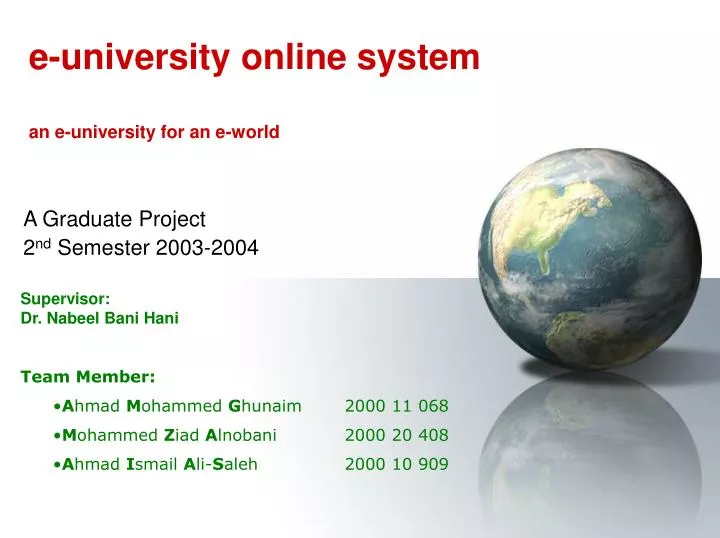 e university online system an e university for an e world