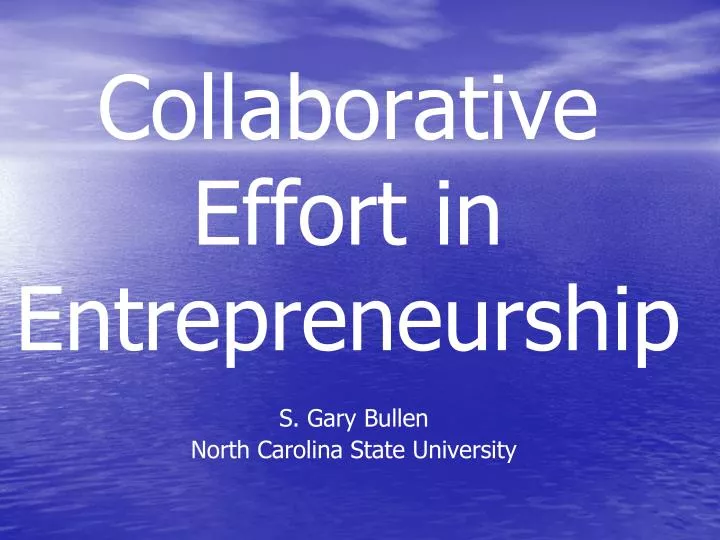 collaborative effort in entrepreneurship