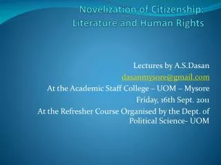 Novelization of Citizenship: Literature and Human Rights