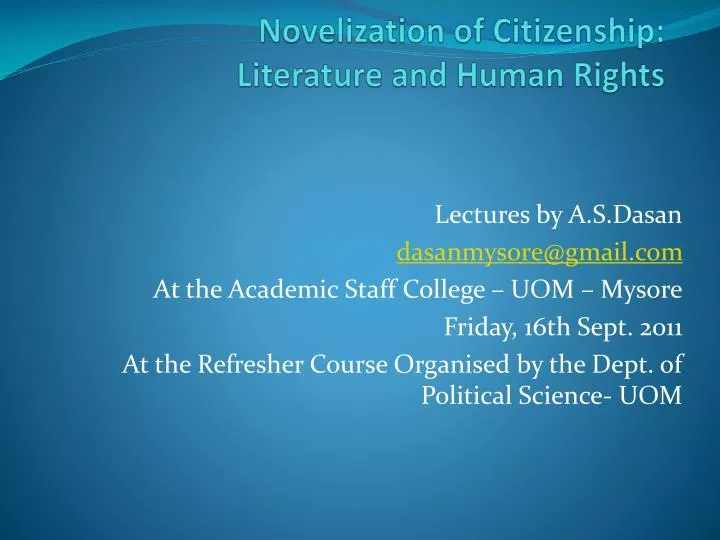 novelization of citizenship literature and human rights