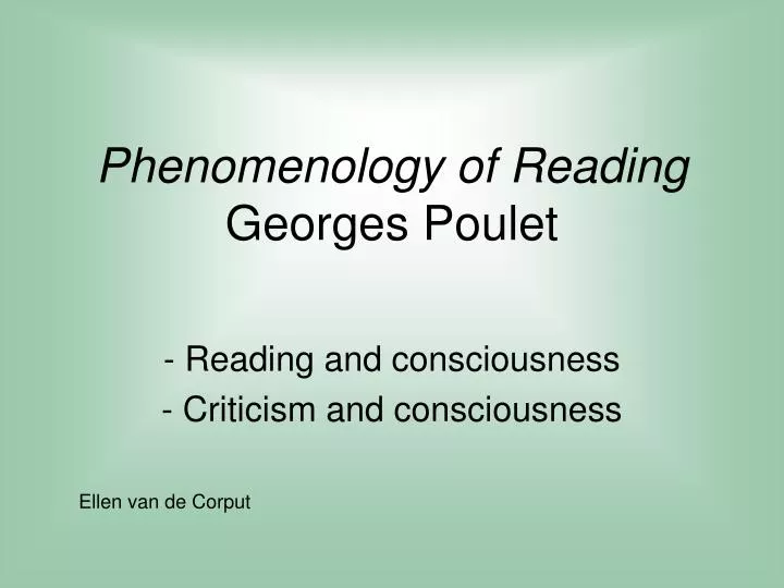 phenomenology of reading georges poulet