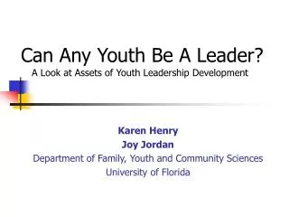 Can Any Youth Be A Leader?
