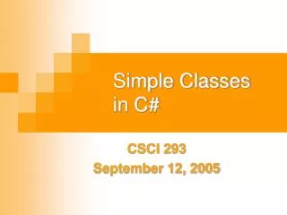 Simple Classes in C#