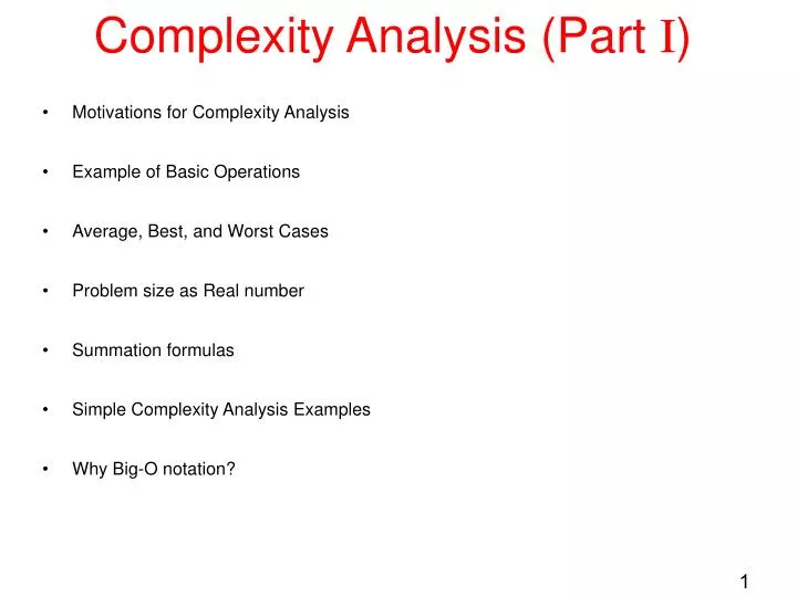 complexity analysis part i