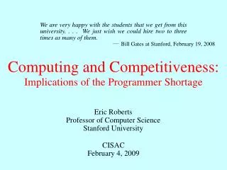 Computing and Competitiveness: