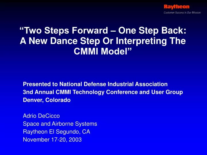 two steps forward one step back a new dance step or interpreting the cmmi model