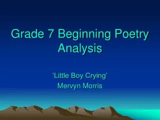 Grade 7 Beginning Poetry Analysis