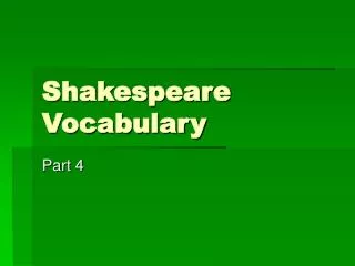 Shakespeare Vocabulary