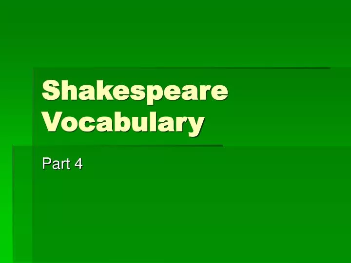 shakespeare vocabulary