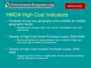 HMDA High-Cost Indicators