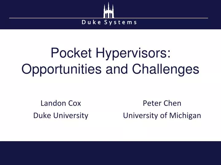 pocket hypervisors opportunities and challenges