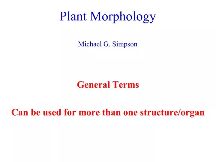 plant morphology michael g simpson