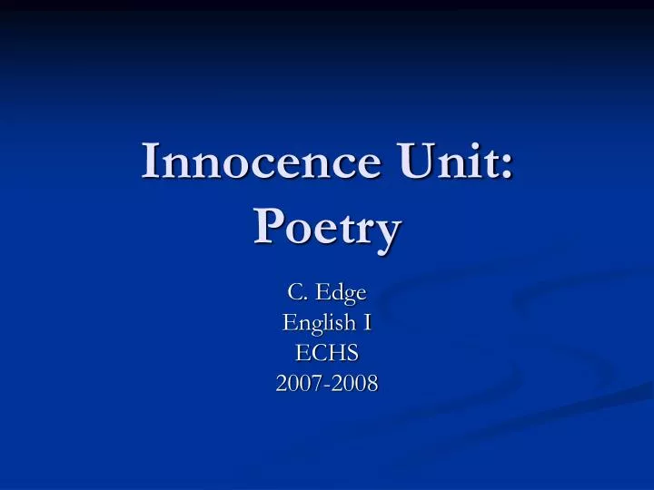 innocence unit poetry