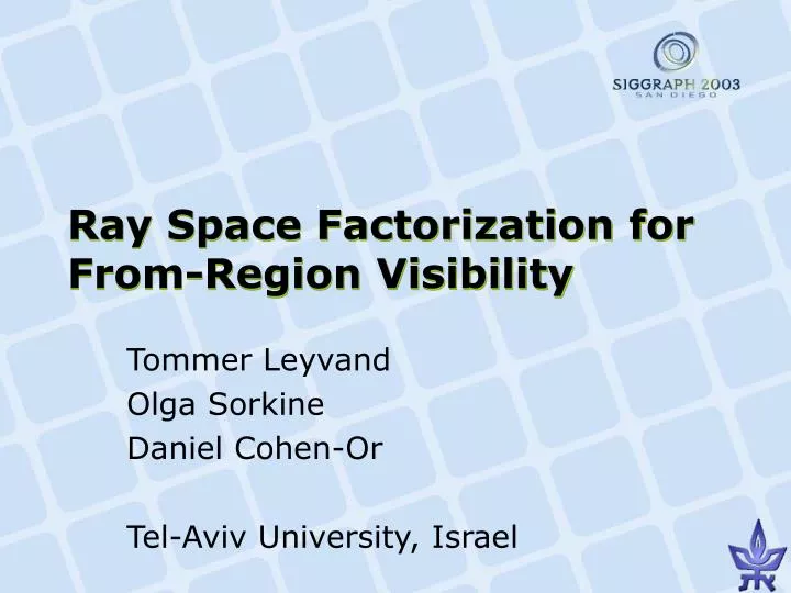 ray space factorization for from region visibility