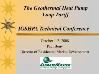 The Geothermal Heat Pump Loop Tariff
