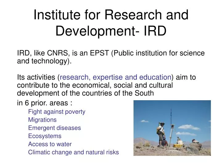 institute for research and development ird