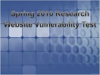 Spring 2010 Research