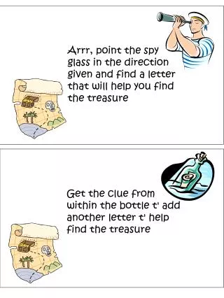 Arrr, point the spy glass in the direction given and find a letter that will help you find the treasure