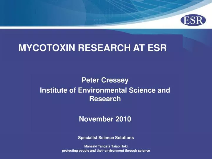 mycotoxin research at esr