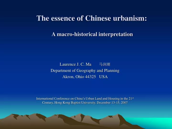 the essence of chinese urbanism a macro historical interpretation