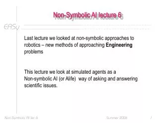 Non-Symbolic AI lecture 6