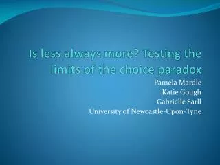 Is less always more? Testing the limits of the choice paradox