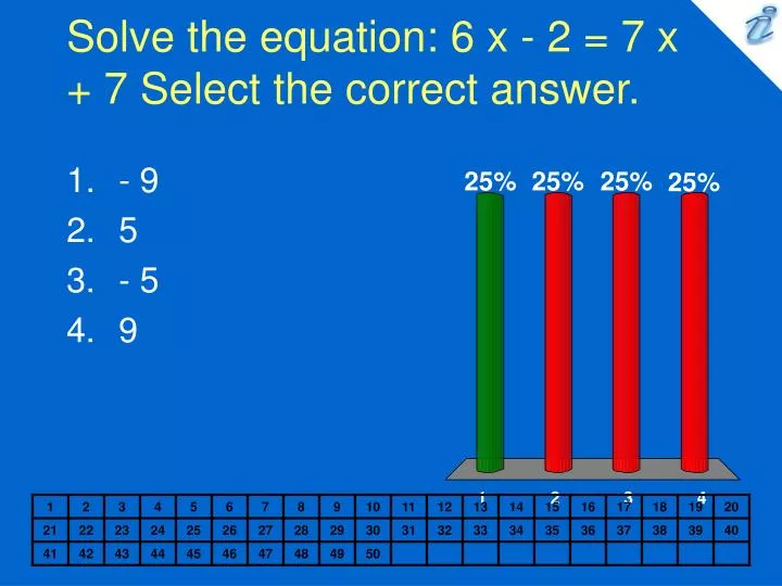 solve the equation 6 x 2 7 x 7 select the correct answer