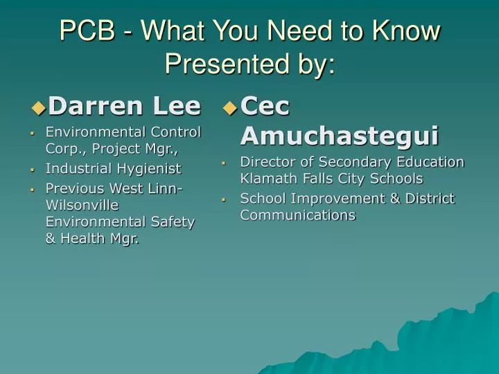 pcb what you need to know presented by