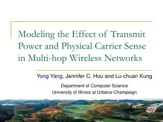 Modeling the Effect of Transmit Power and Physical Carrier Sense in Multi-hop Wireless Networks