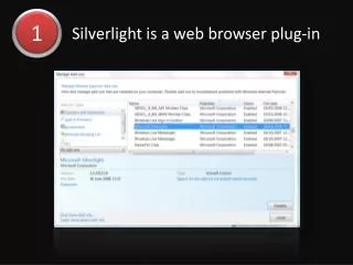 Silverlight is a web browser plug-in