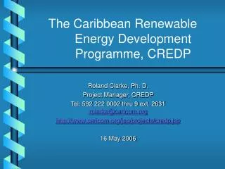 The Caribbean Renewable Energy Development Programme, CREDP