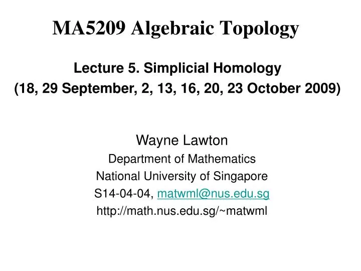 ma5209 algebraic topology