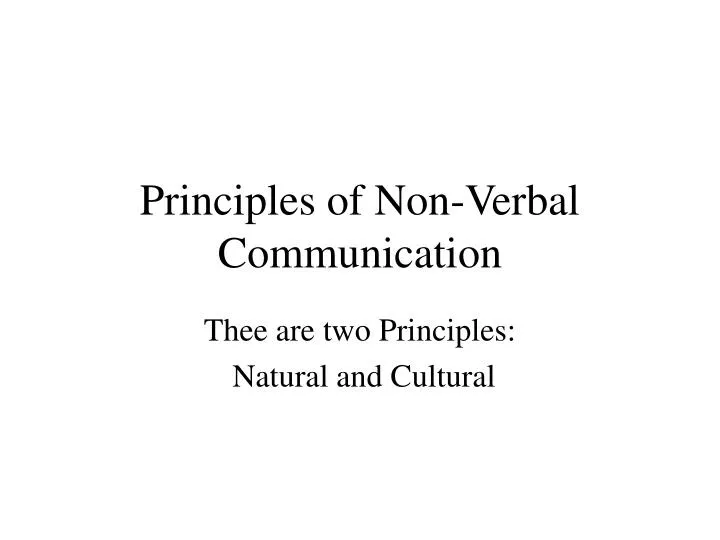 principles of non verbal communication