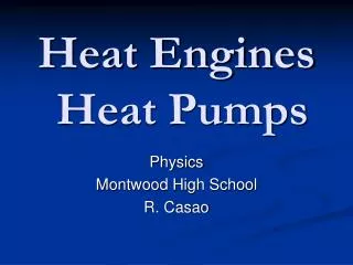 Heat Engines Heat Pumps